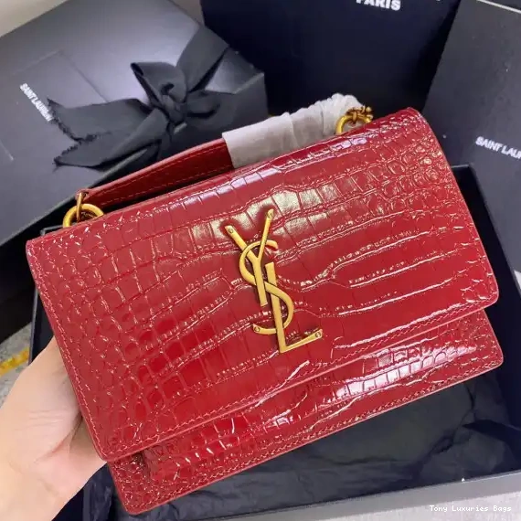 Tony Luxuries CROCODILE-EMBOSSED YSL LEATHER IN SUNSET SHINY 0520